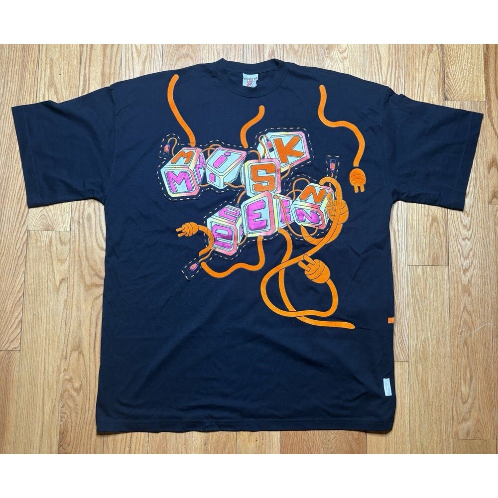 Y2K Vintage Miskeen T-shirt Men's 3XL RARE Streetwear Graphic Hiphop AOP Flocked